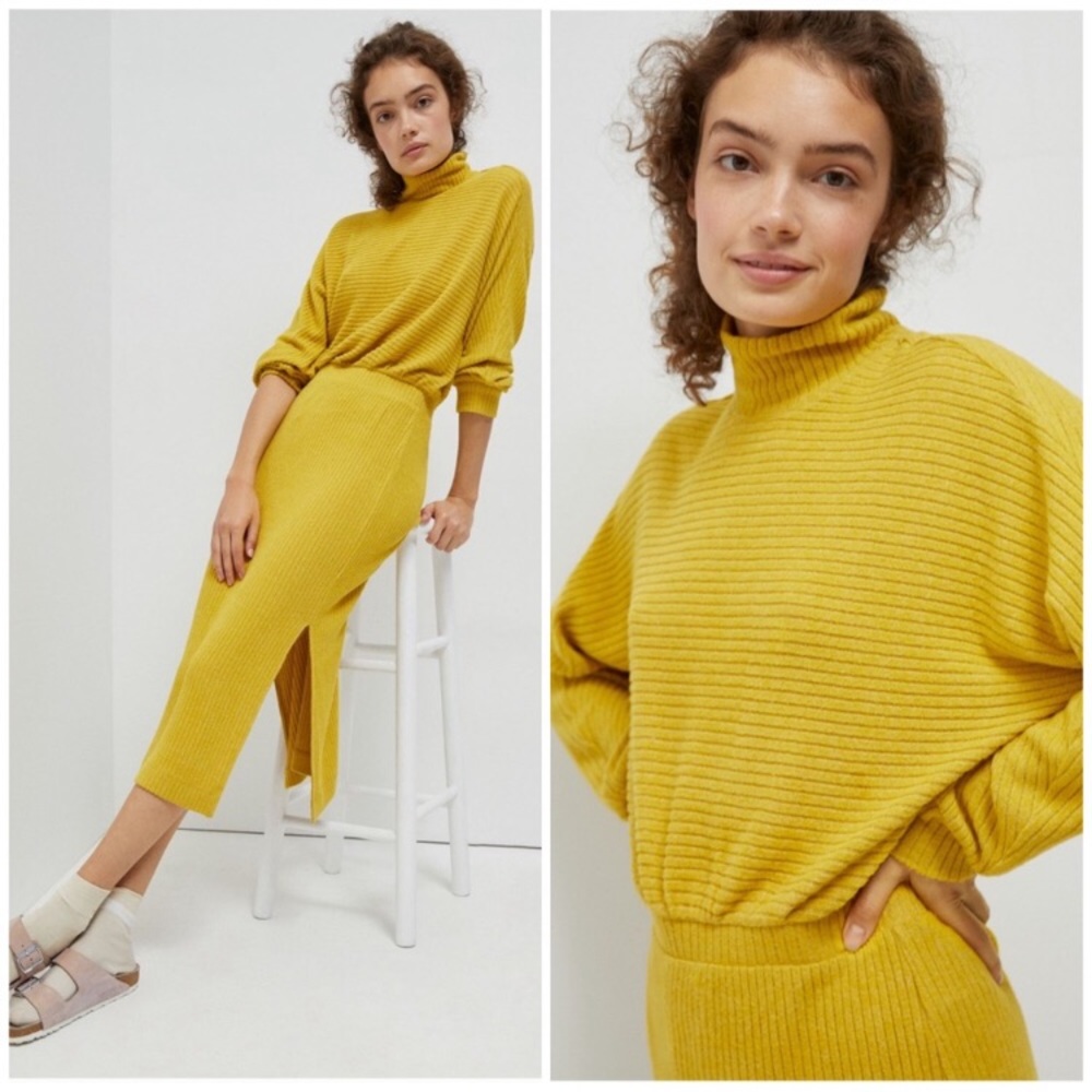 Anthro Mariah Ribbed Knit Maxi Dress Chartreuse S